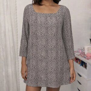 Hache Leopard Print Long Sleeve Shift Dress 44